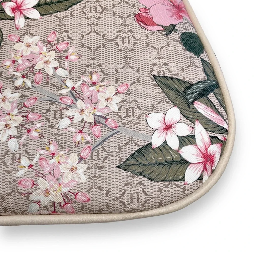 Nanette Purse Pink Beige Floral Logo Short Shoulder Hobo Bag NWT $88